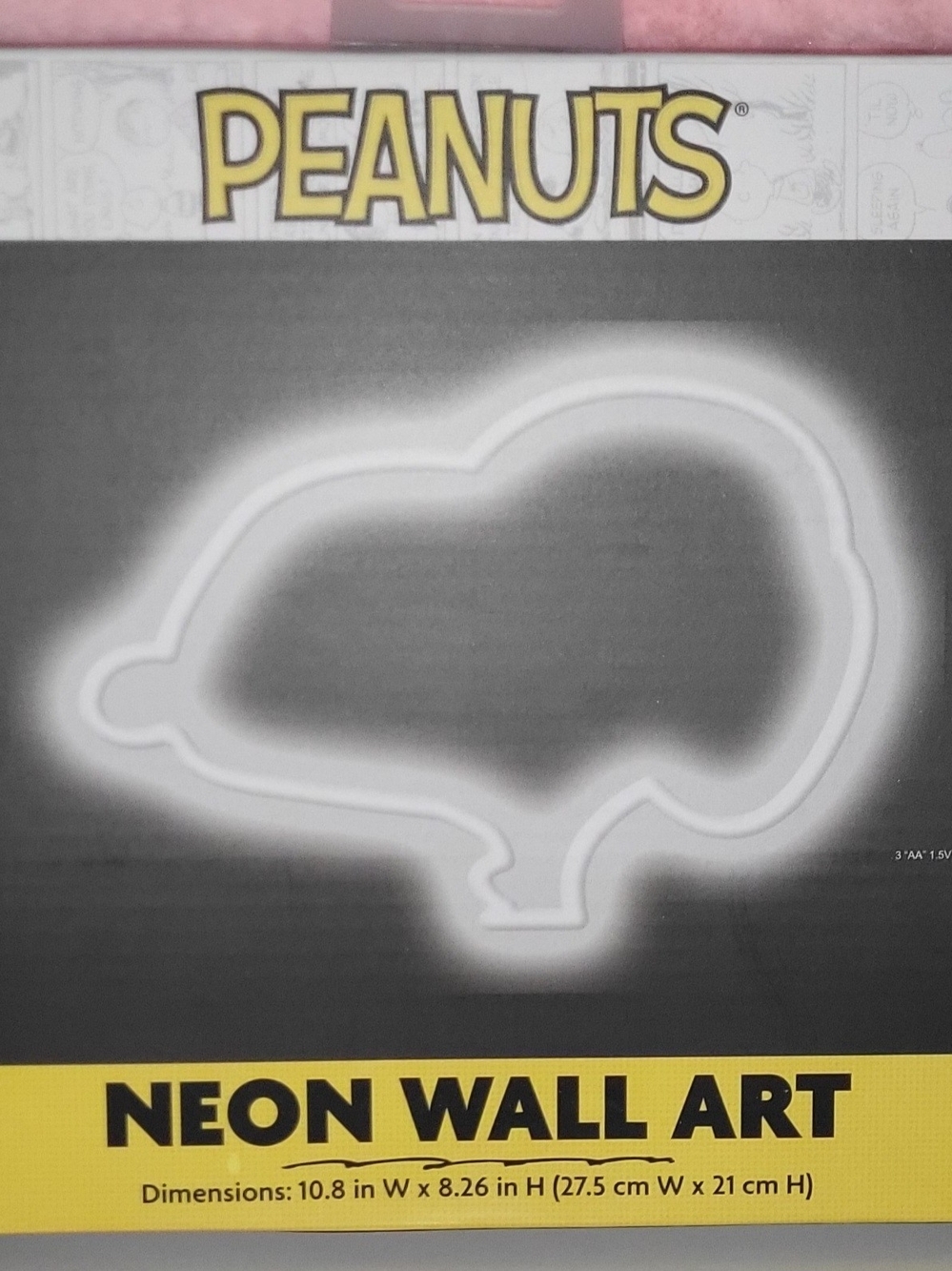 Peanuts White Neon Outline Snoopy Wall Art